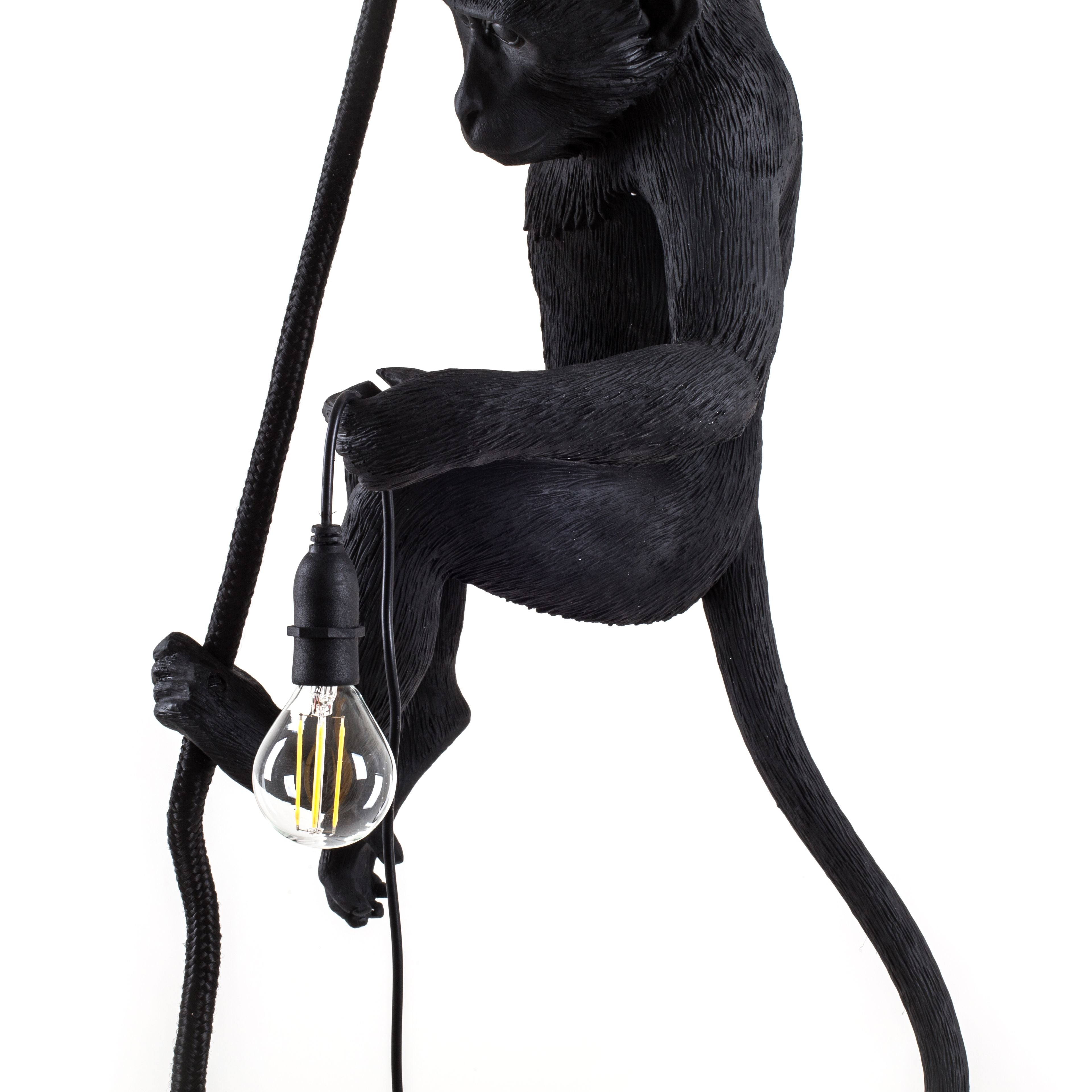 Seletti Monkey Outdoor Lamp Black, med reb