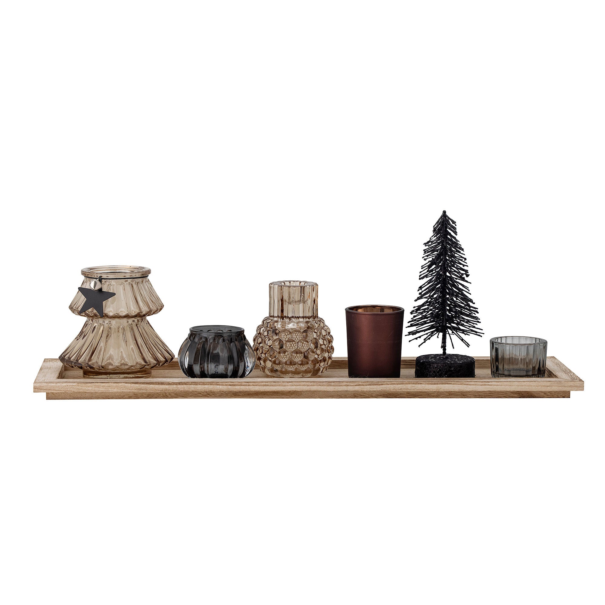 Bloomingville Sanga Tray w/Votive, Brown, Glass