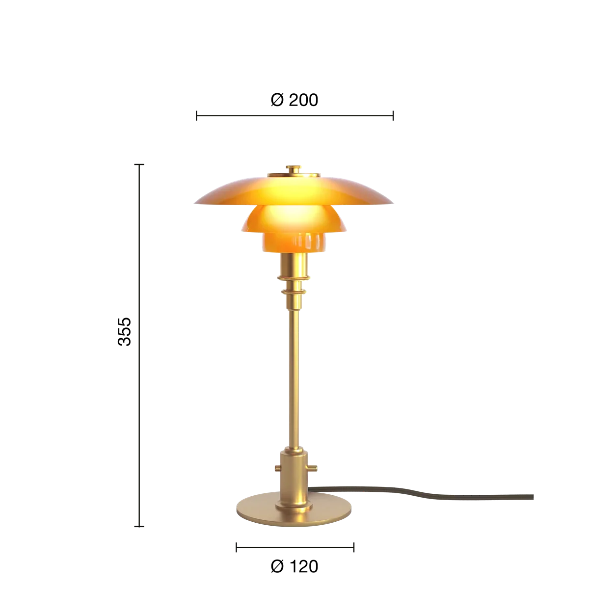 Louis Poulsen Ph 2/1 Amber Coloured Glass Table Lamp Special Edition