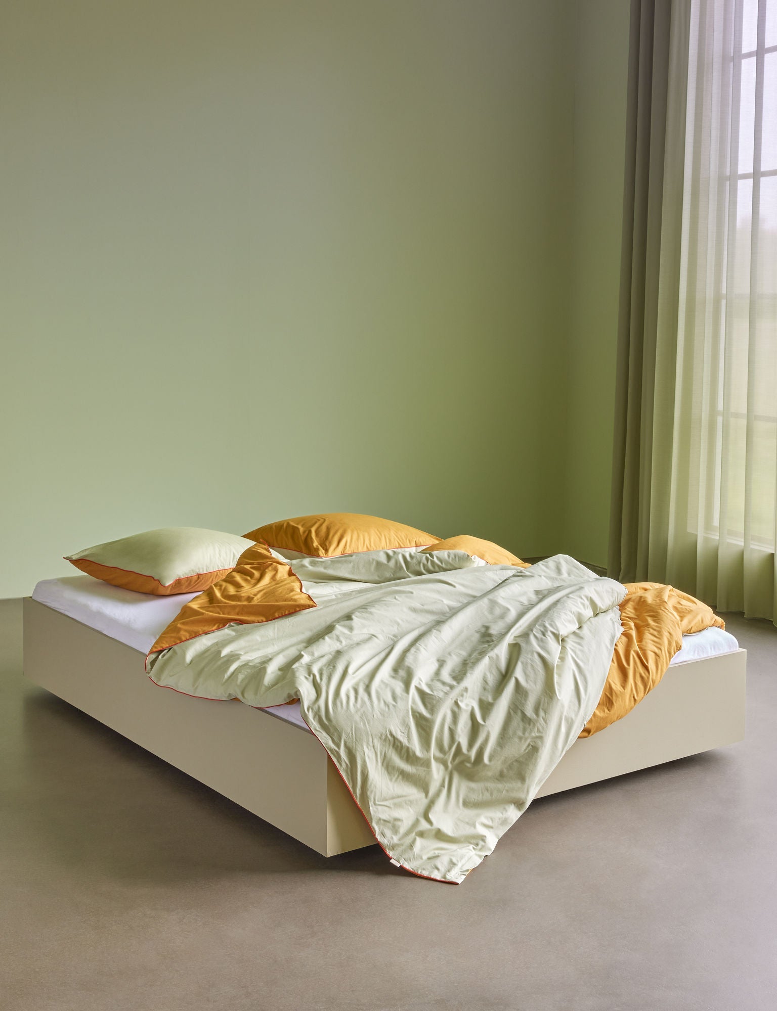 Hübsch Aki Bed Linen 80/220 Orange/Green
