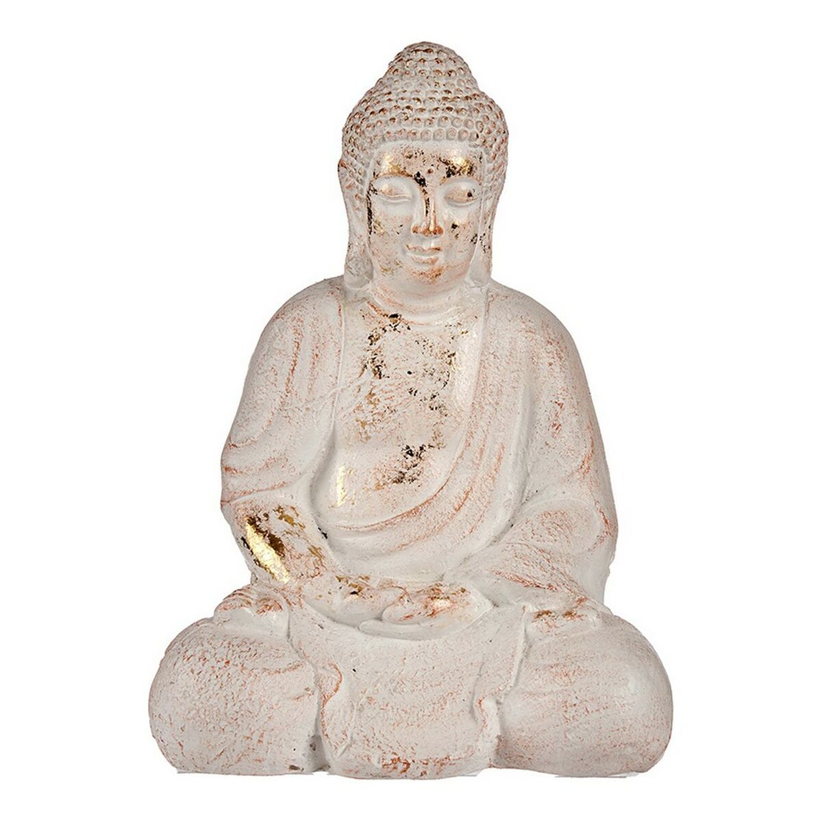 Decorative Garden Figure Buddha White/Gold Polyresin (22,5 x 41,5 x