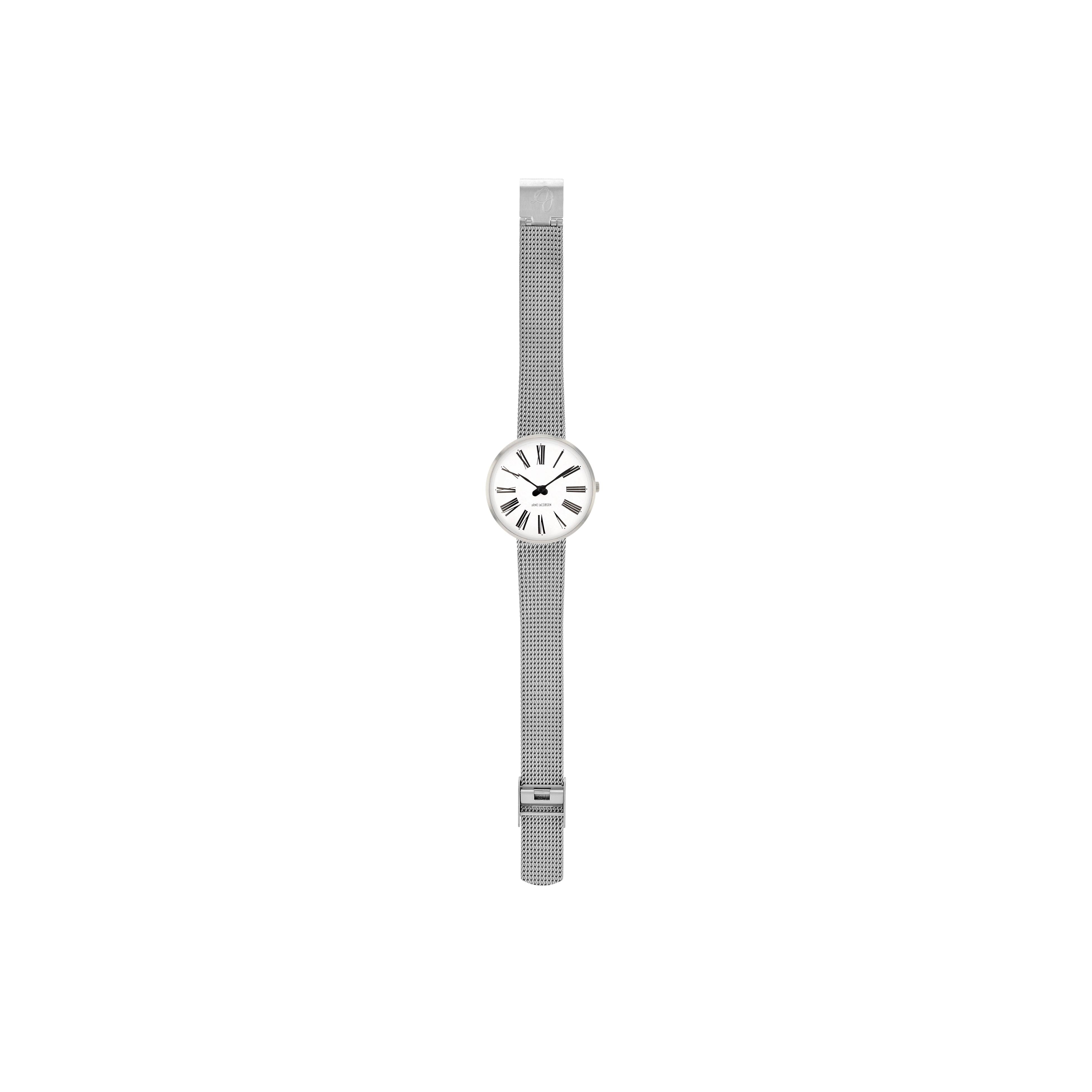 Arne Jacobsen Roman armbånd klokke Ø30, sølvnett