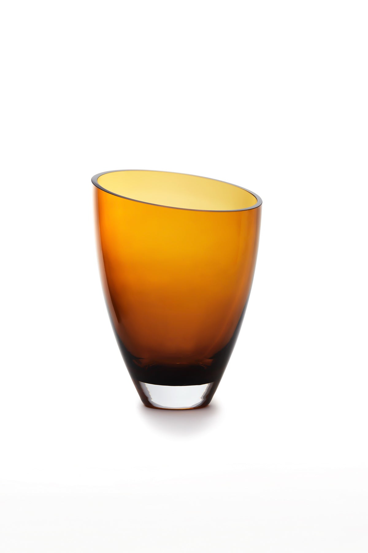 glass vase of inverse parabolic shape skewed, BULED, 9mm luxury glass