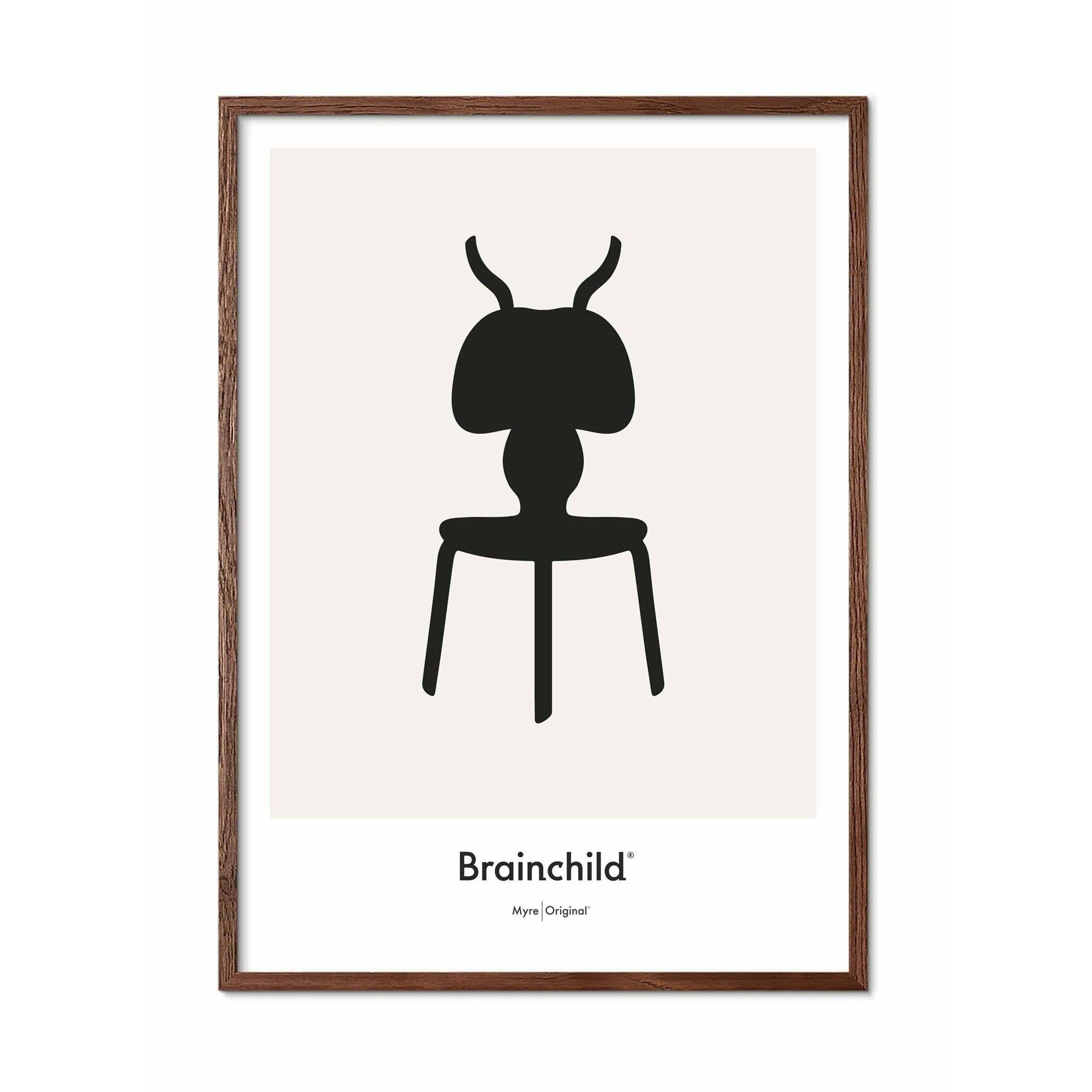 Brainchild Myre Designikon Plakat, Ramme I Mørkt Træ 50X70 Cm, Grå