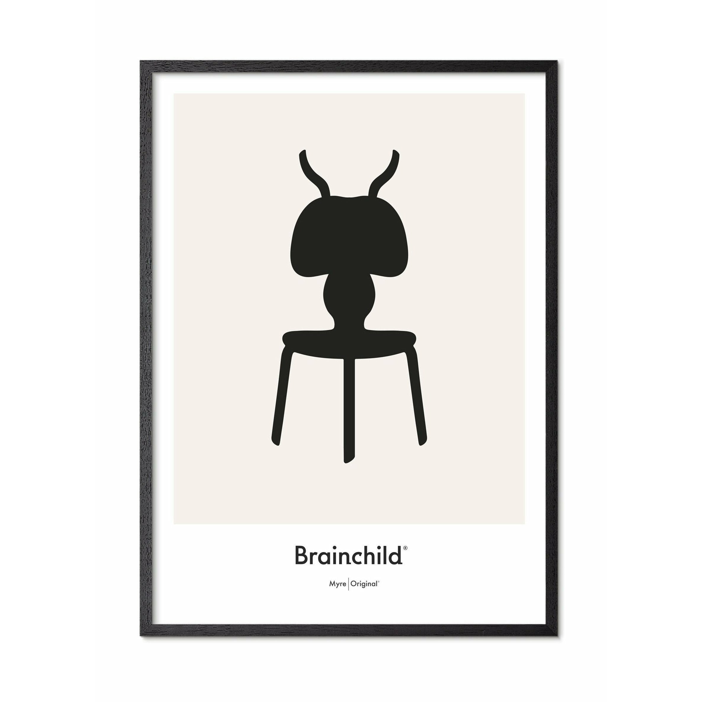 Brainchild Myre Designikon Plakat, Ramme I Sortmalet Træ 30X40 Cm, Grå