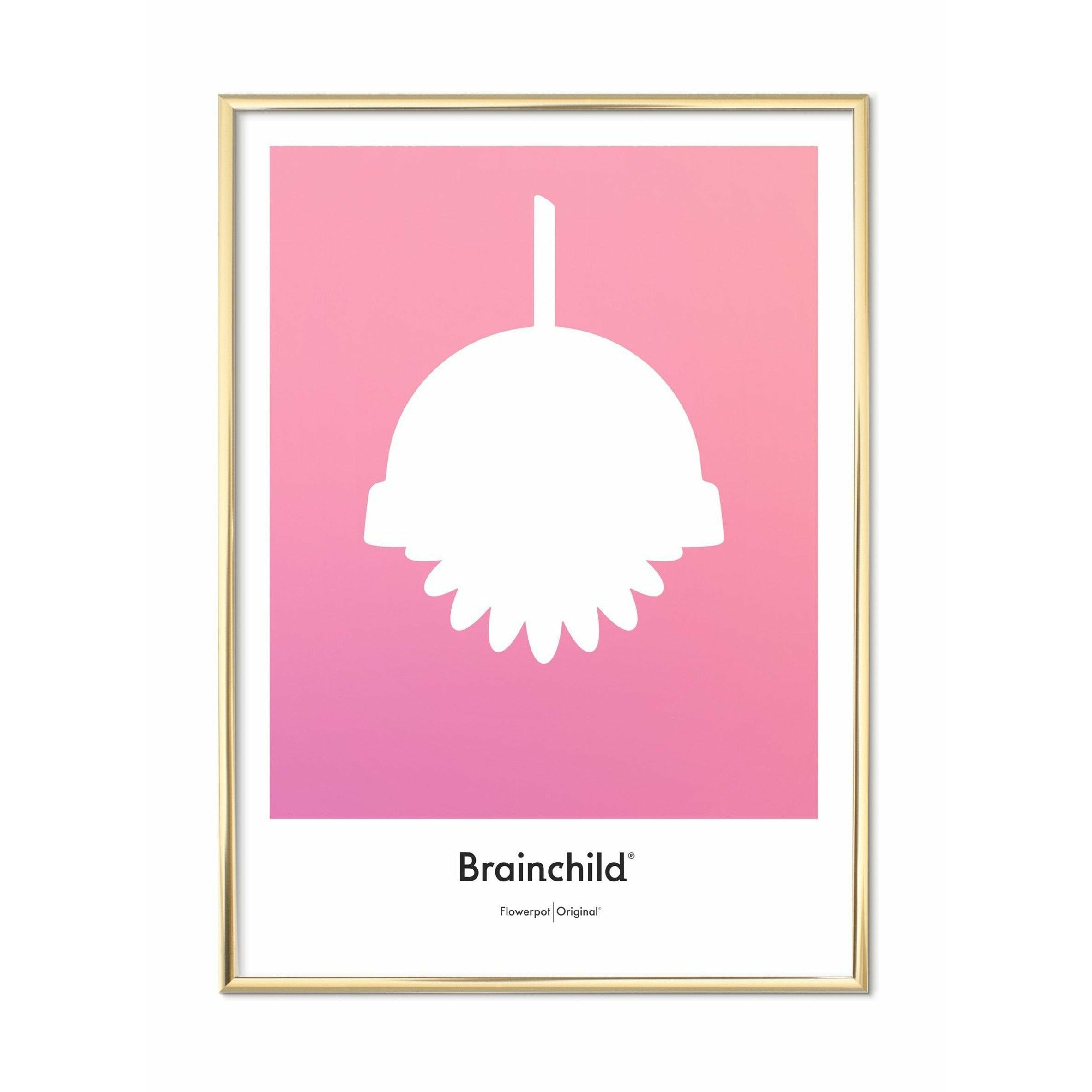 Brainchild Flowerpot Designikon Plakat, Messingfarvet Ramme 30X40 Cm, Rosa