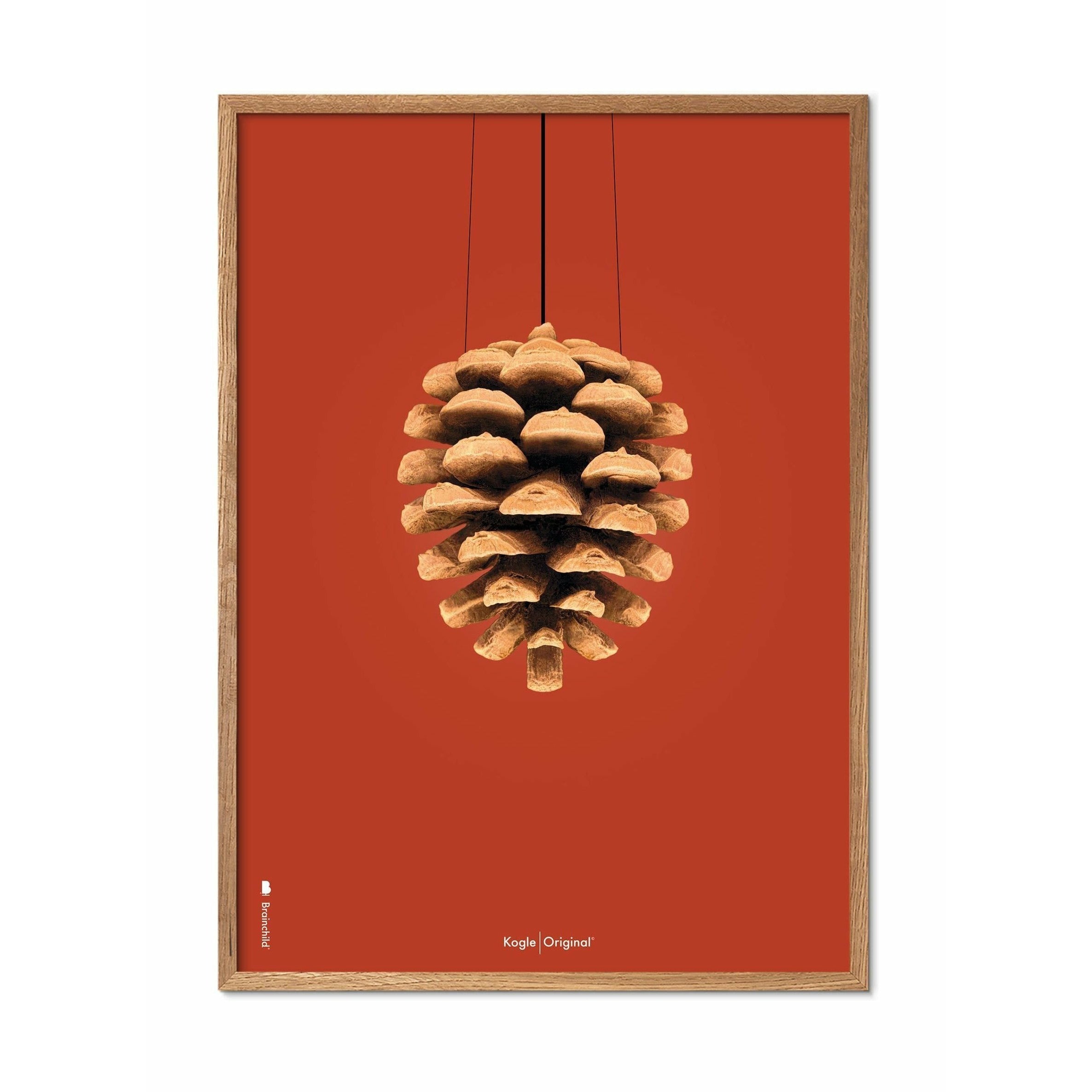 Brainchild Kogle Klassisk Plakat, Ramme I Lyst Træ 50X70 Cm, Rød Baggrund