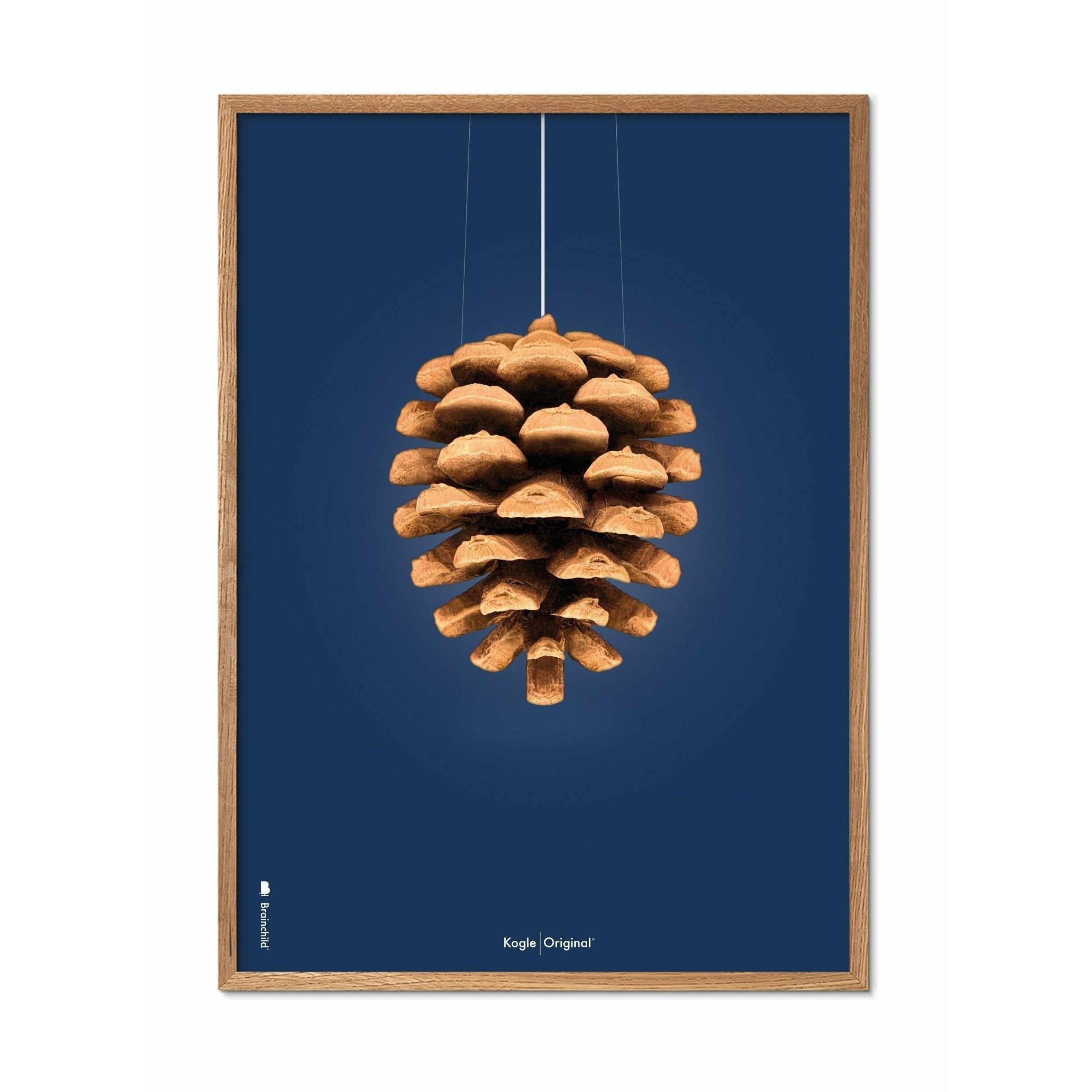 Brainchild Kogle Klassisk Plakat, Ramme I Lyst Træ A5, Mørkeblå Baggrund