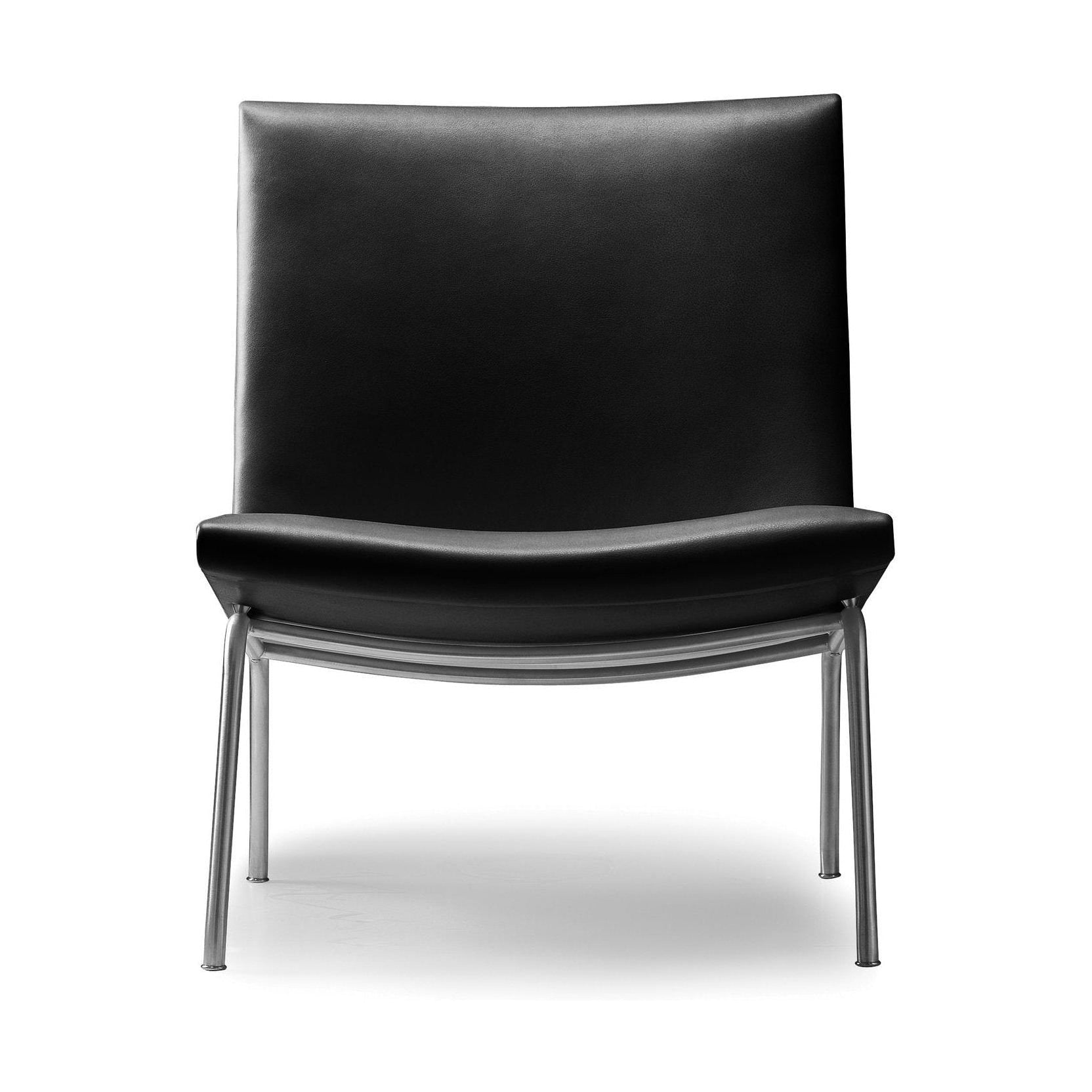 Carl Hansen Lusthavns stol rustfritt stål 1-person, svart skinn