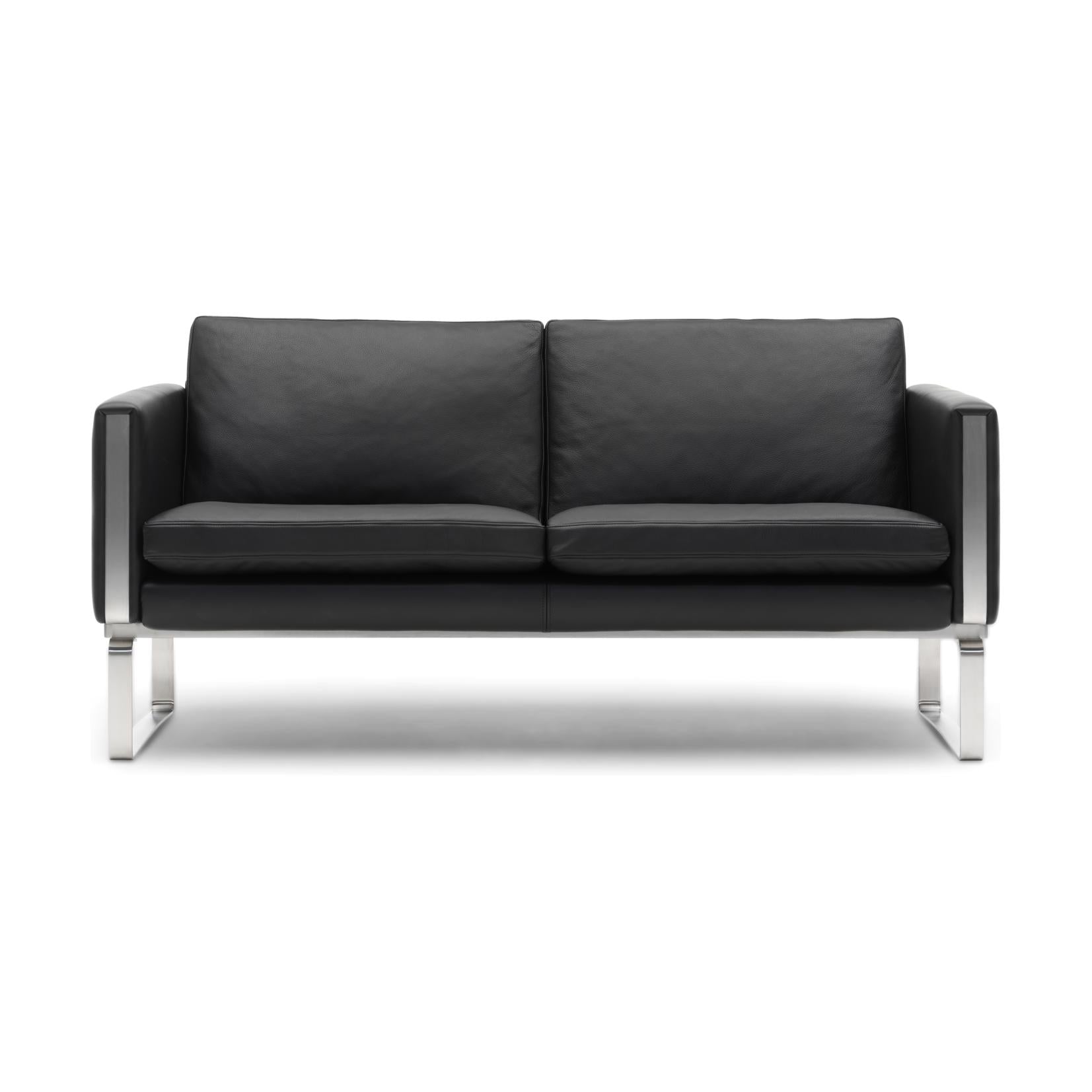 Carl Hansen CH102 sofa rustfritt stål, svart skinn