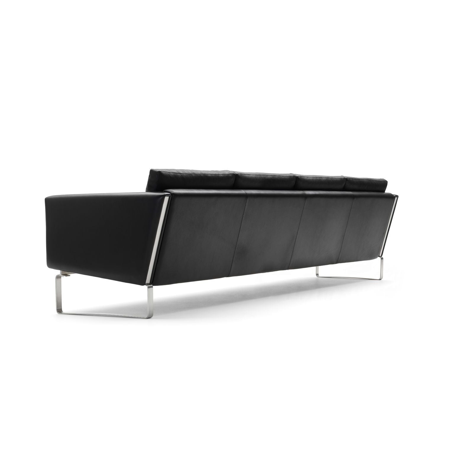 Carl Hansen CH104 sofa rustfritt stål, svart skinn