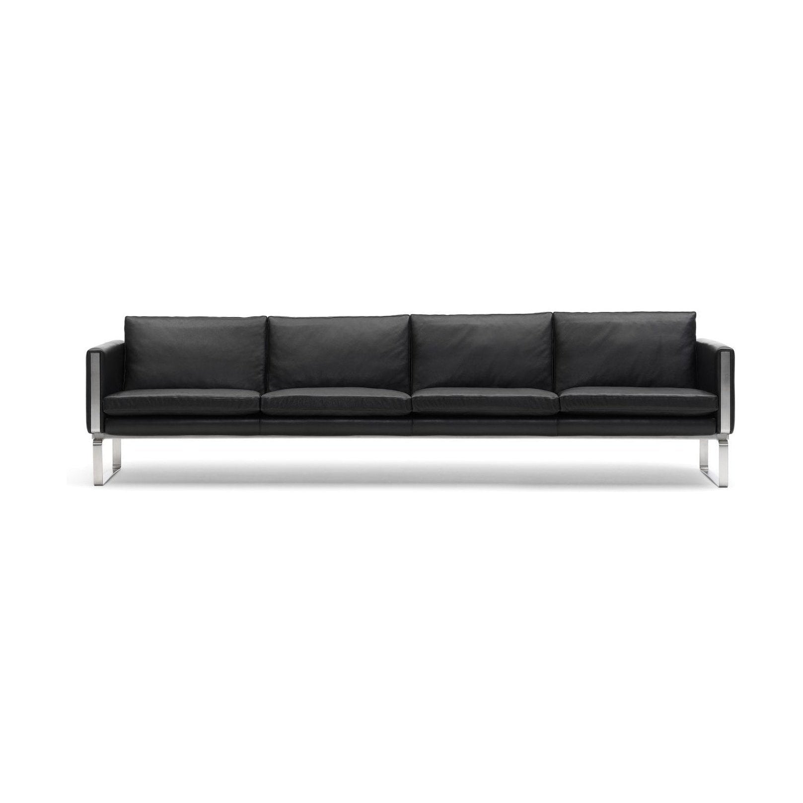 Carl Hansen CH104 sofa rustfritt stål, svart skinn