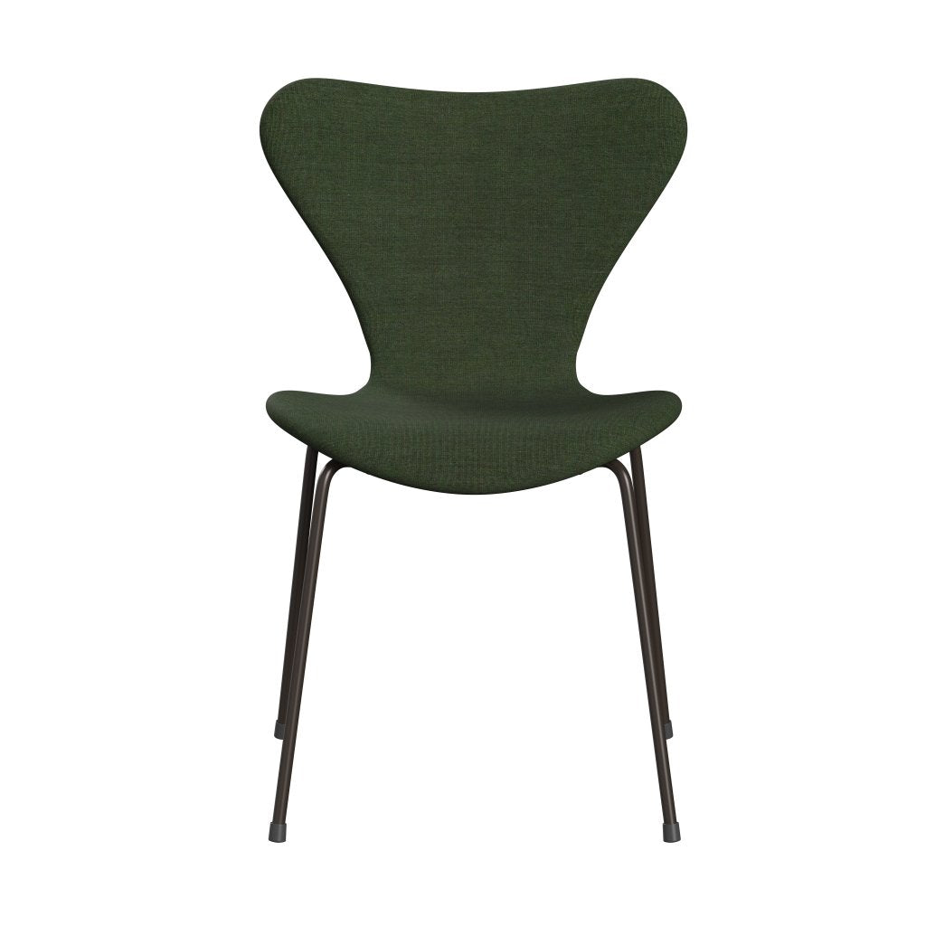 Fritz Hansen 3107 Stol Fuldpolstret, Brown Bronze/Canvas Lys Grøn/Blå