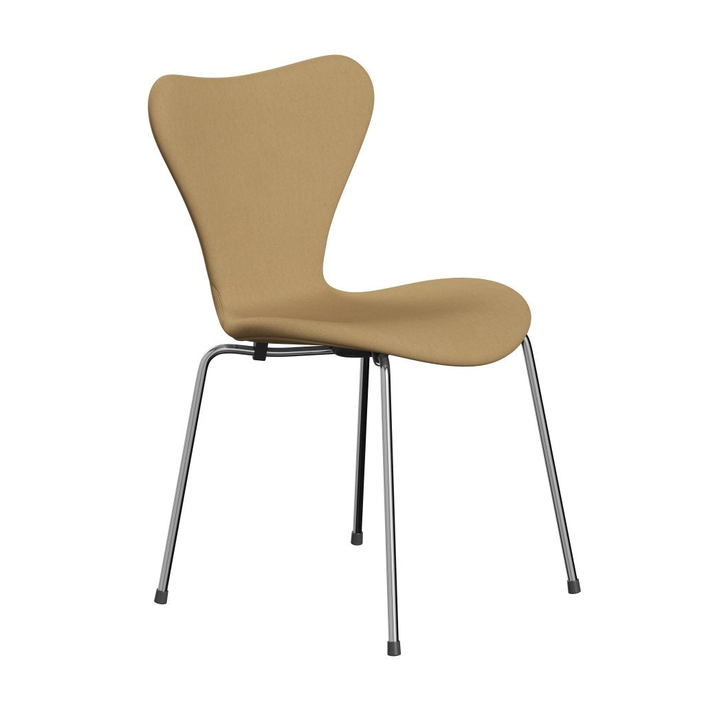 Fritz Hansen 3107 Stol Fuldpolstret, Forkromet Stål/Comfort Beige (C00280)