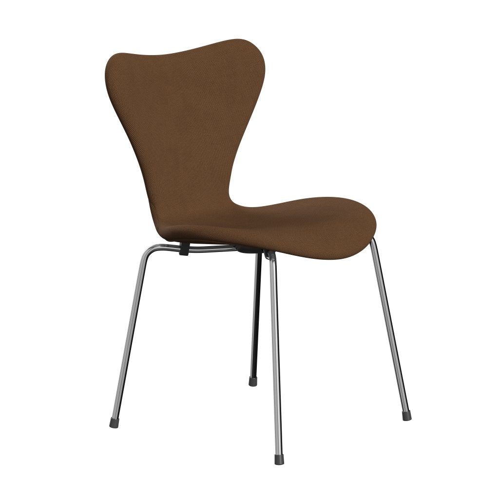 Fritz Hansen 3107 Stol Fuldpolstret, Forkromet Stål/Steelcut Light Chokolate