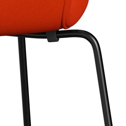 Fritz Hansen 3107 Stol Fuldpolstret, Sort/Divina Orange/Rød