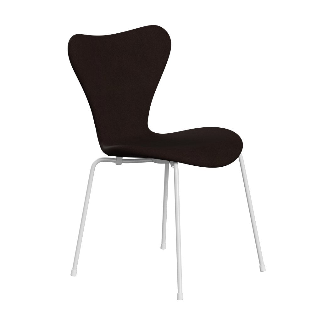 Fritz Hansen 3107 Stol Fuldpolstret, Hvid/Divina Varm Brun