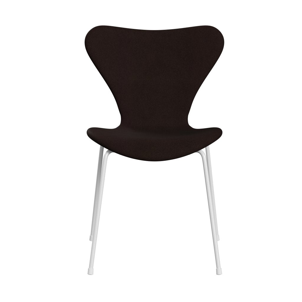 Fritz Hansen 3107 Stol Fuldpolstret, Hvid/Divina Varm Brun