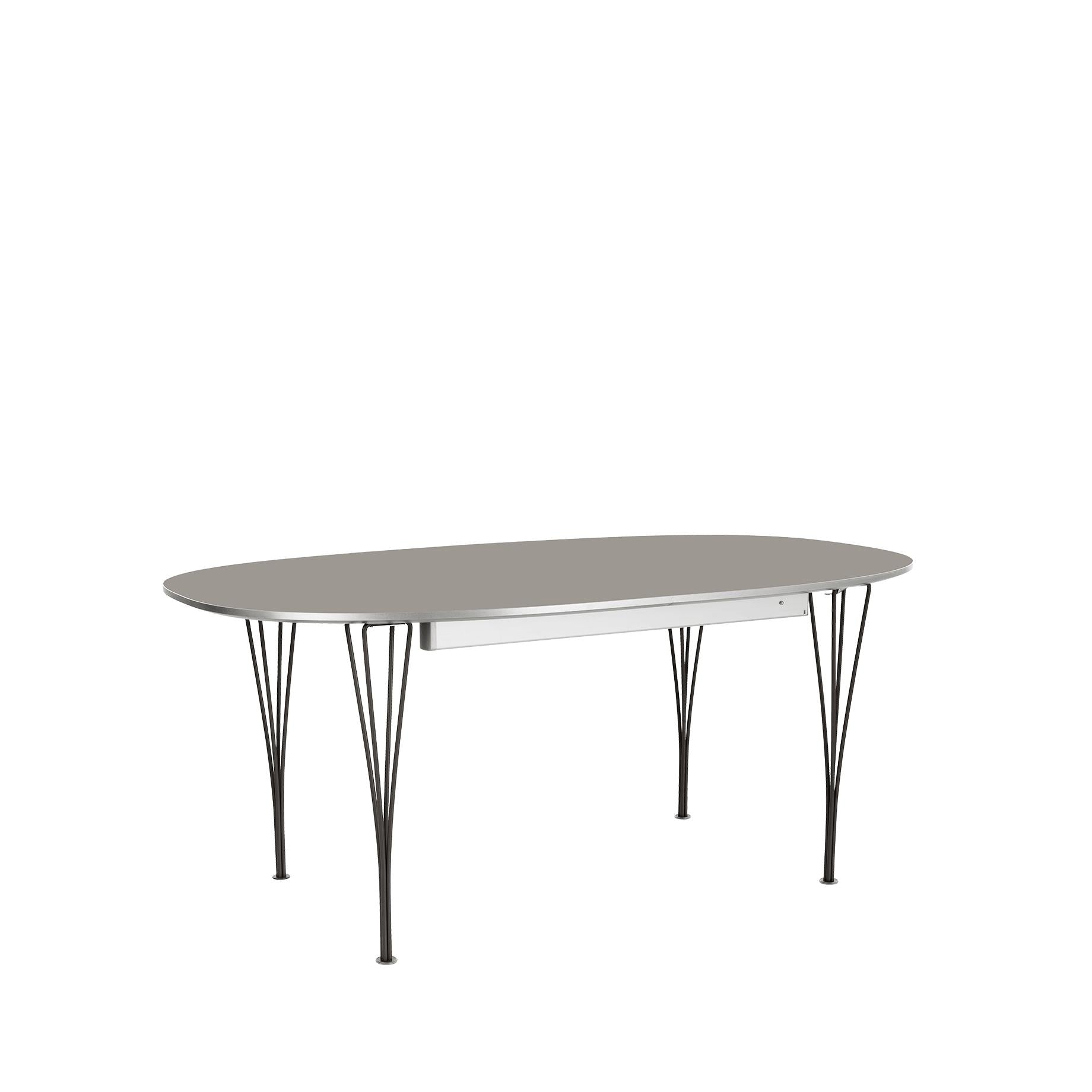 Fritz Hansen Super-Aripse Pull-Out Table Chrome, 120x180/300 cm, grått laminat