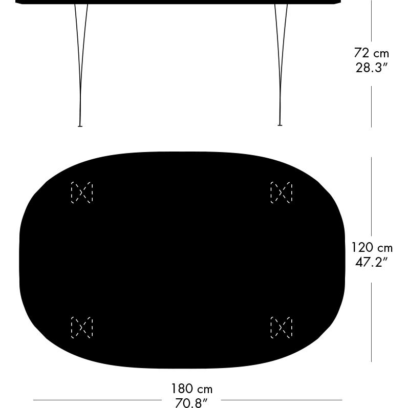 Fritz Hansen Superellipse Spisebord Warm Graphite/Grå Laminat, 180x120 Cm