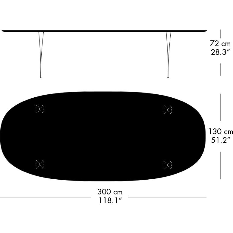 Fritz Hansen Superellipse Spisebord Warm Graphite/Grå Laminat, 300x130 Cm