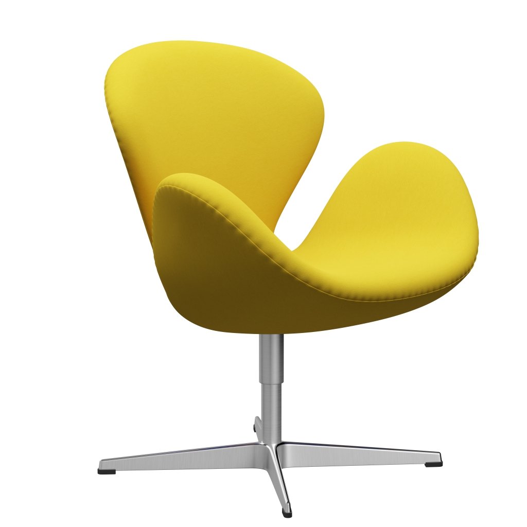 Fritz Hansen Svanenstol, Satinpoleret Aluminium/Comfort Gul (62003)