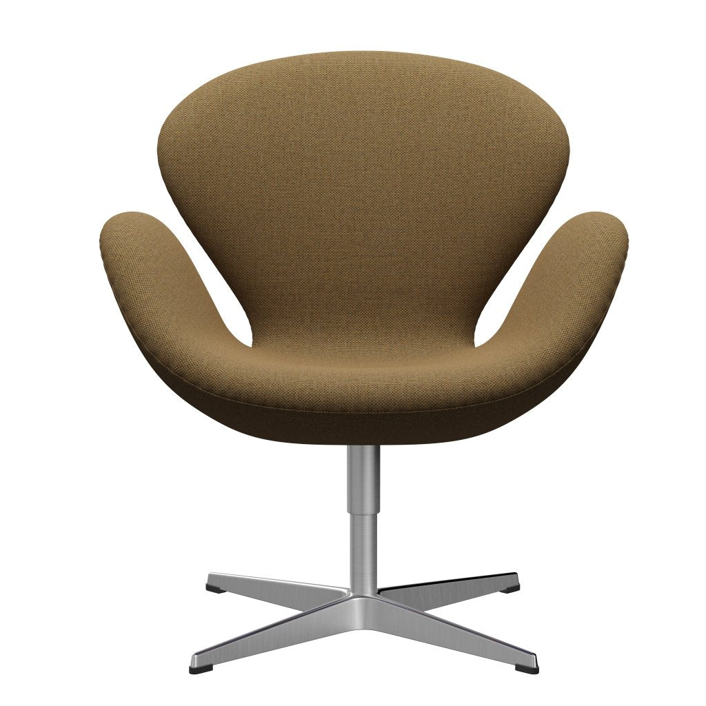 Fritz Hansen Svanenstol, Satinpoleret Aluminium/Re-Wool Mustard/Natural