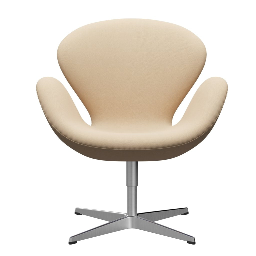 Fritz Hansen Svanenstol, Satinpoleret Aluminium/Rime Off White