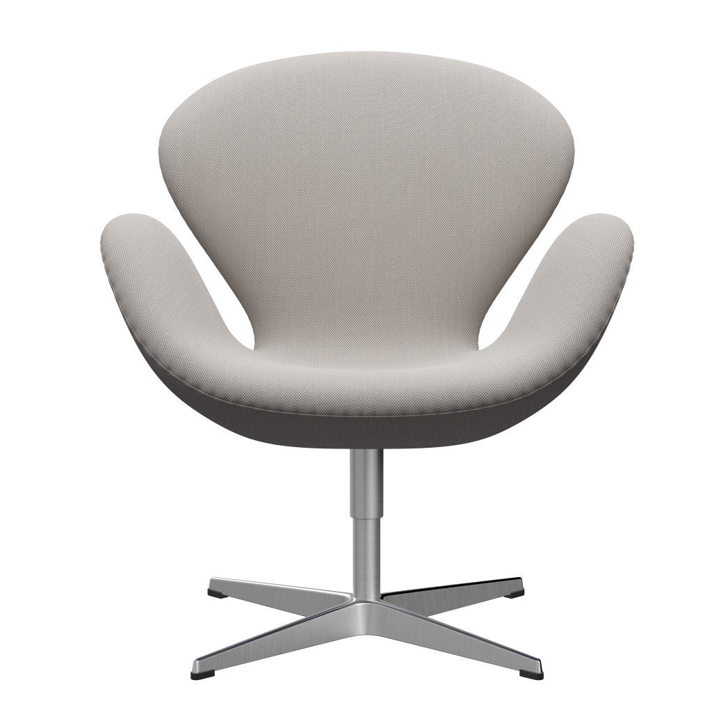 Fritz Hansen Svanenstol, Satinpoleret Aluminium/Steelcut Trio White & Grey