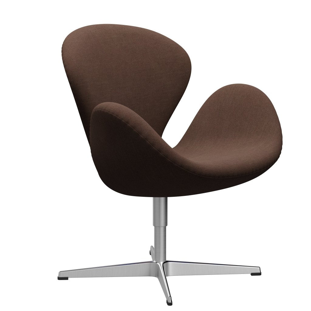 Fritz Hansen Svanenstol, Satinpoleret Aluminium/Sunniva Chocolate/Chestnut