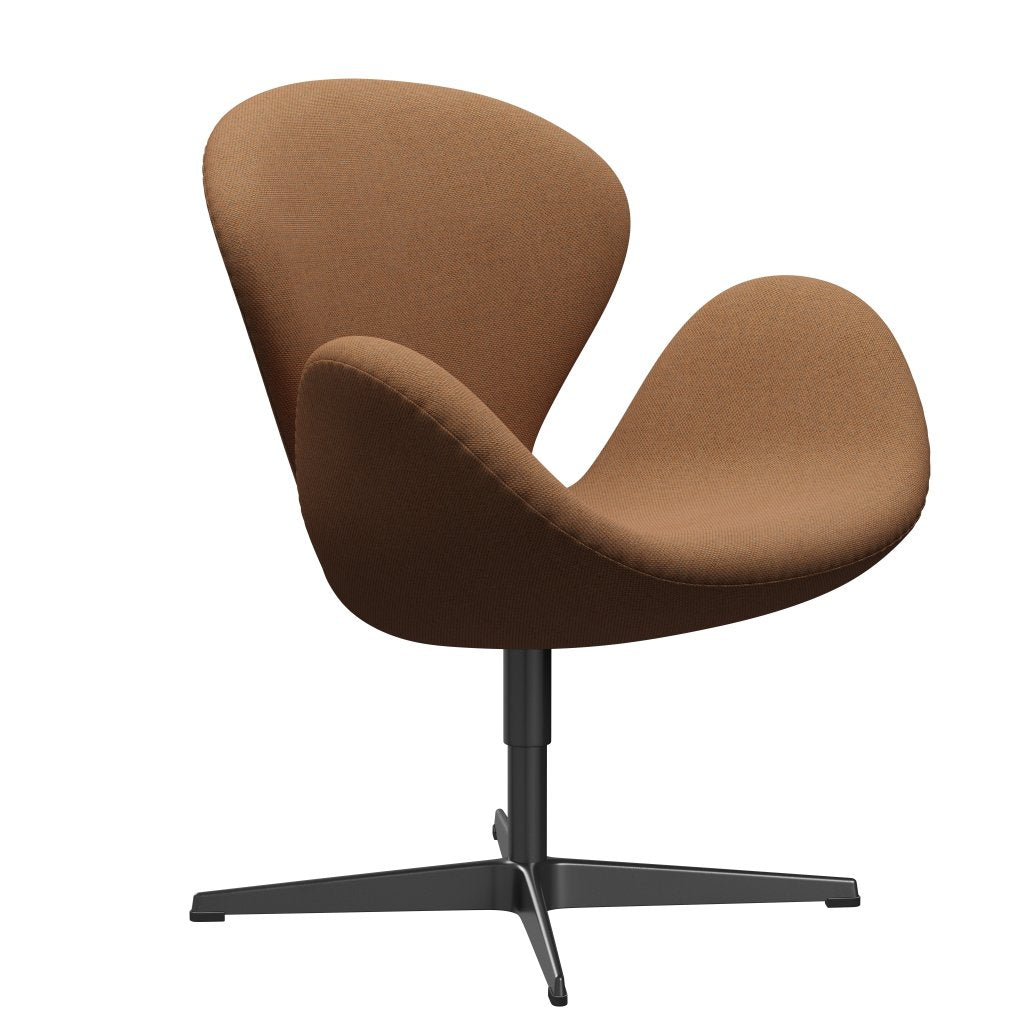 Fritz Hansen Svanenstol, Sortlakeret/Re-Wool Orange/Natural