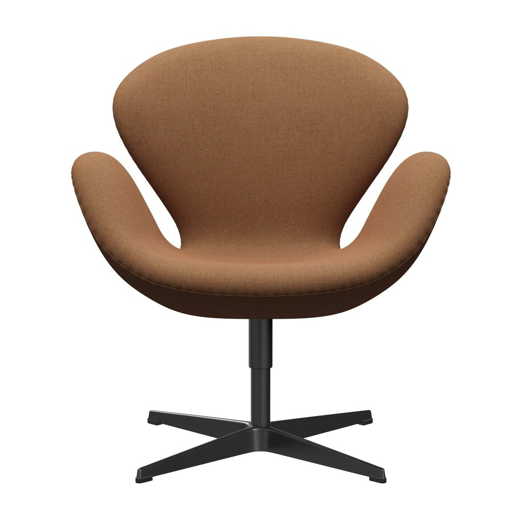 Fritz Hansen Svanenstol, Sortlakeret/Re-Wool Orange/Natural