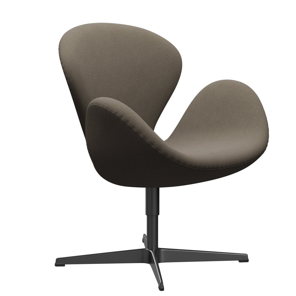 Fritz Hansen Svanenstol, Sortlakeret/Sunniva Chocolate/Light Grey