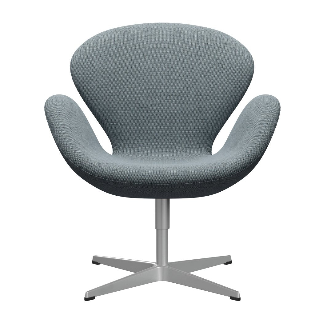 Fritz Hansen Svanenstol, Silver Grey/Re-Wool Light Blue/Natural