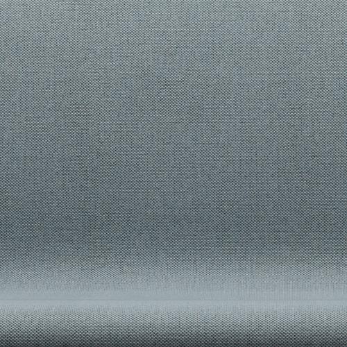 Fritz Hansen Svanesofa 2-Personers, Satinpoleret Aluminium/Re-Wool Light Blue/Natural