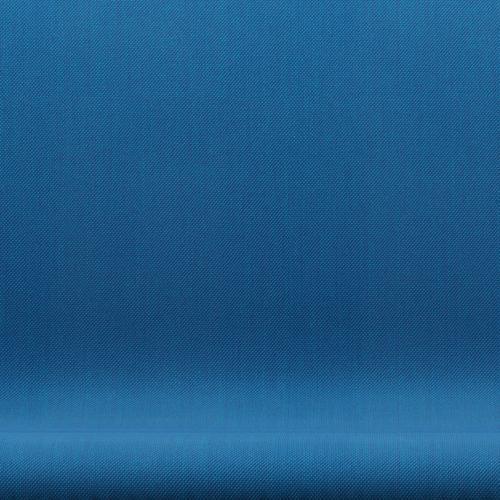 Fritz Hansen Svanesofa 2-Personers, Satinpoleret Aluminium/Steelcut Trio Turquise/Blue