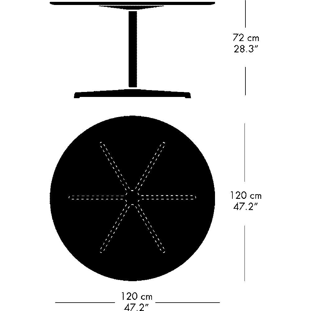 Fritz Hansen Cirkulært Spisebord Ø120 Cm, Grå Bromo/Sort