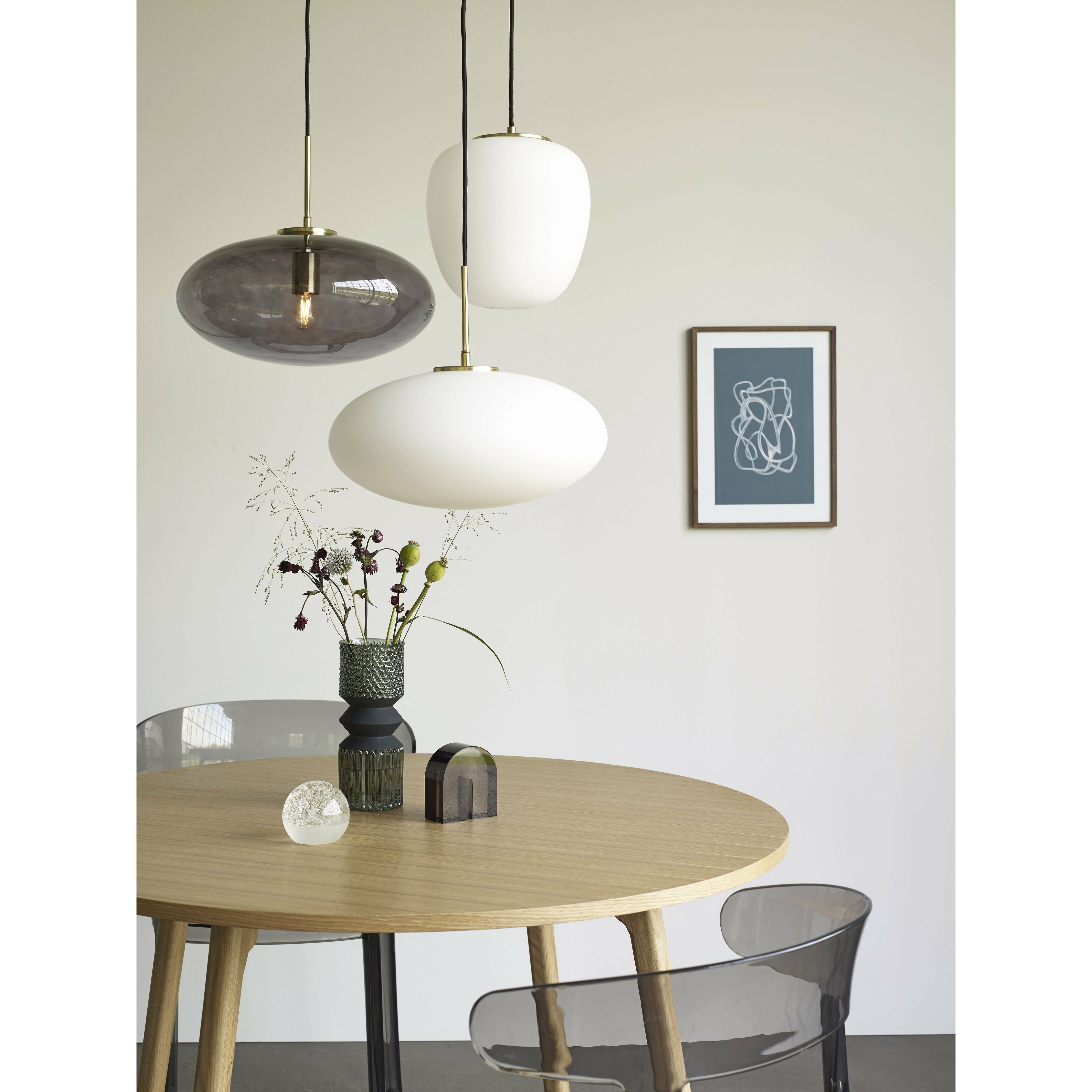 Hübsch Muse Lampe Glas Hvid/Messing, 40x36 Cm