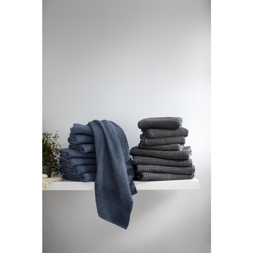 Juna Check Håndklæde Mørkegrå, 50x100 cm
