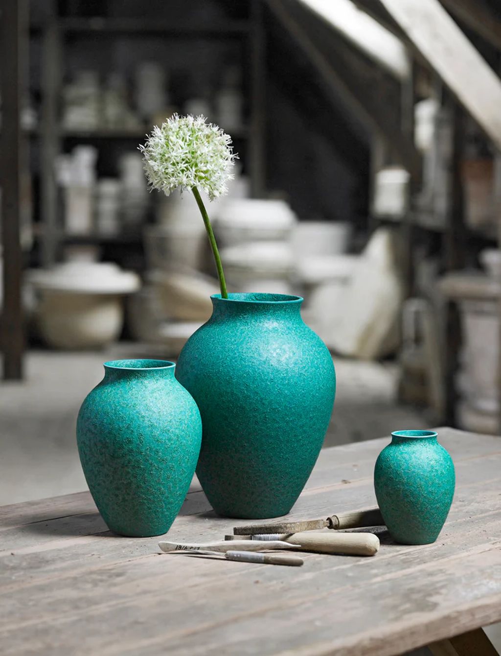 Knabstrup Keramik Vase H 35 cm, Irgrøn