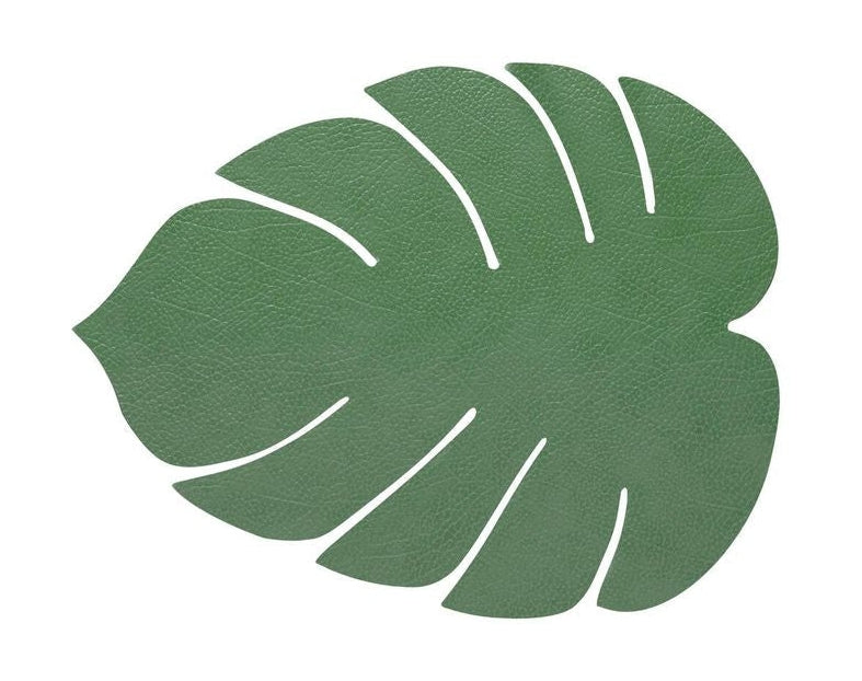 Lind DNA Leaf Dækkeserviet Hippo Læder L, Skovgrøn