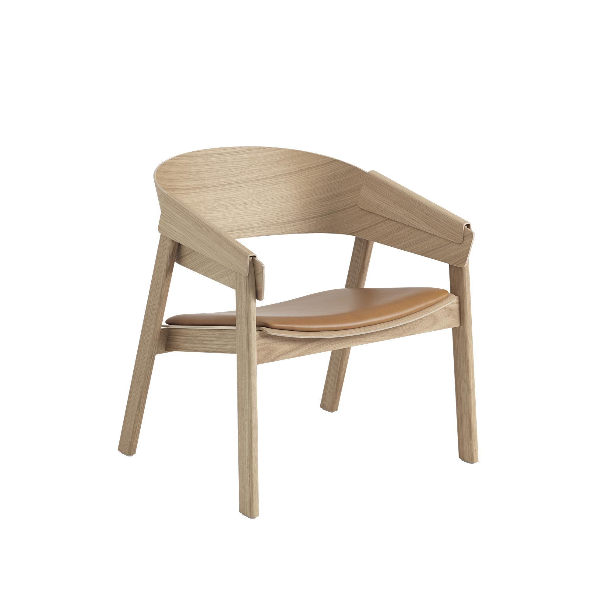 Muuto Cover Lounge Chair Læder Sæde, Eg/Cognac