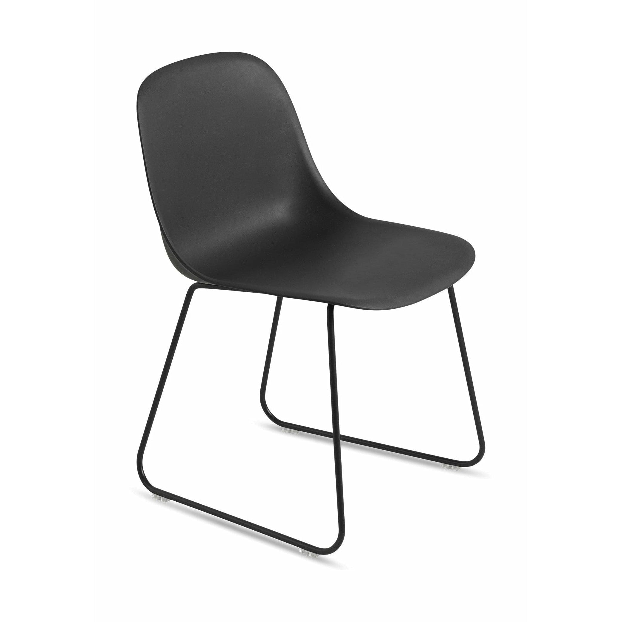 Muuto Fiber Side Chair (Recycled) Slæde Base, Sort/Sort