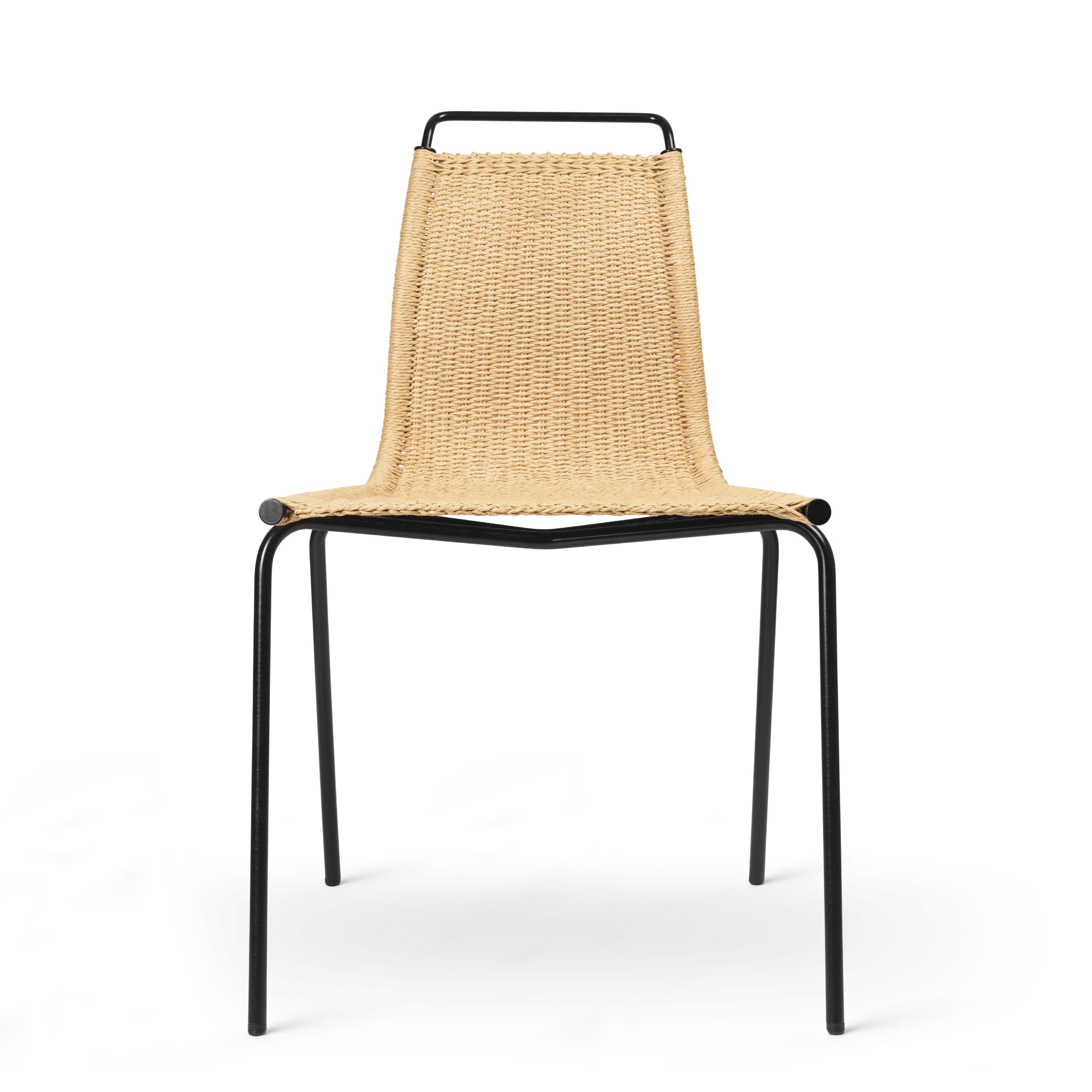 Carl Hansen Pk1 Chair, Black Powder Coated Steel/Natural Paper Cord