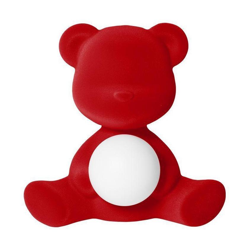 Qeeboo Teddy Girl Genopladelig LED Bordlampe Fløjl Finish, Rød