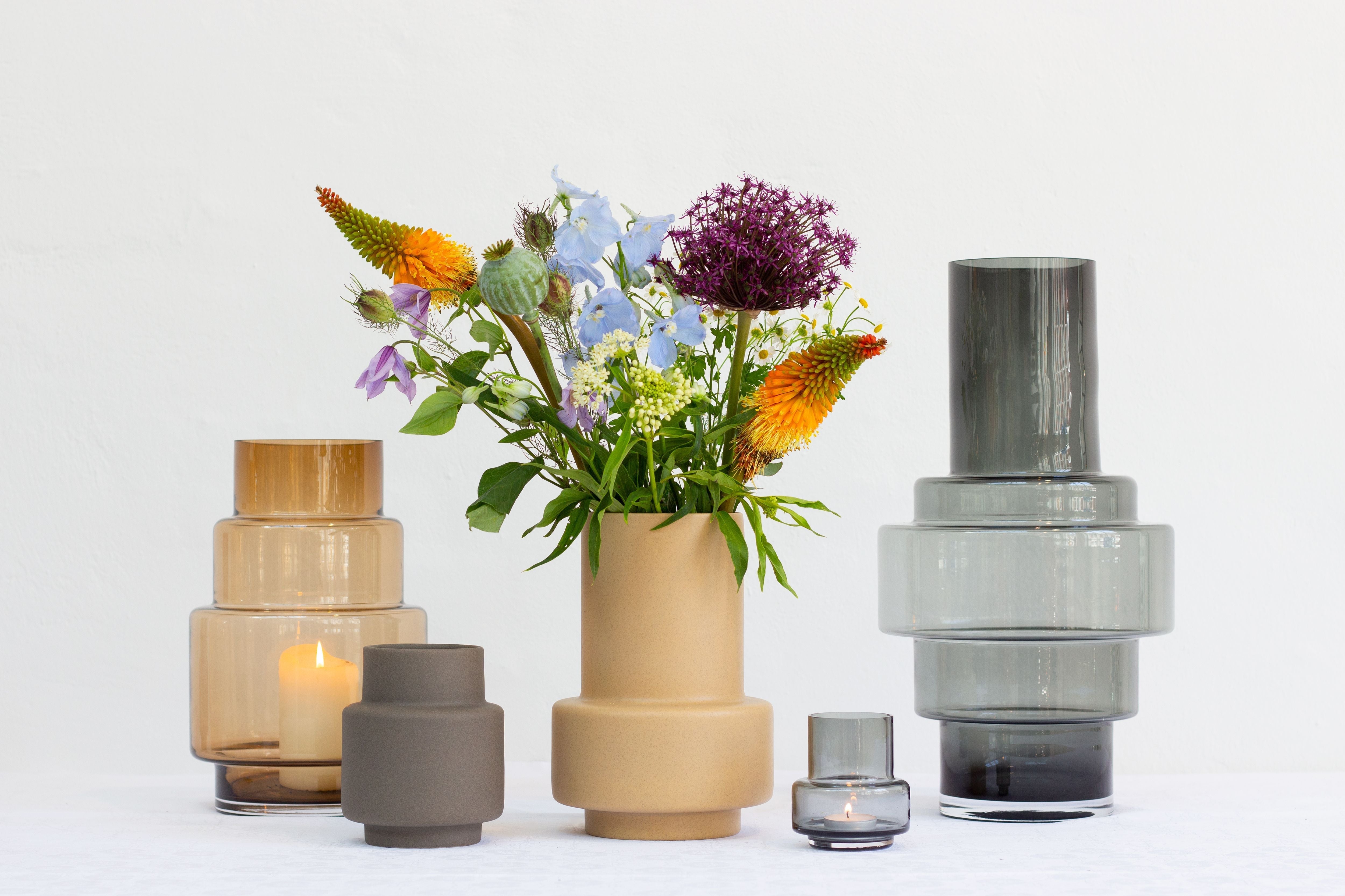 Ro Collection Hurricane Ceramic Vase Stor, Soft Ochre