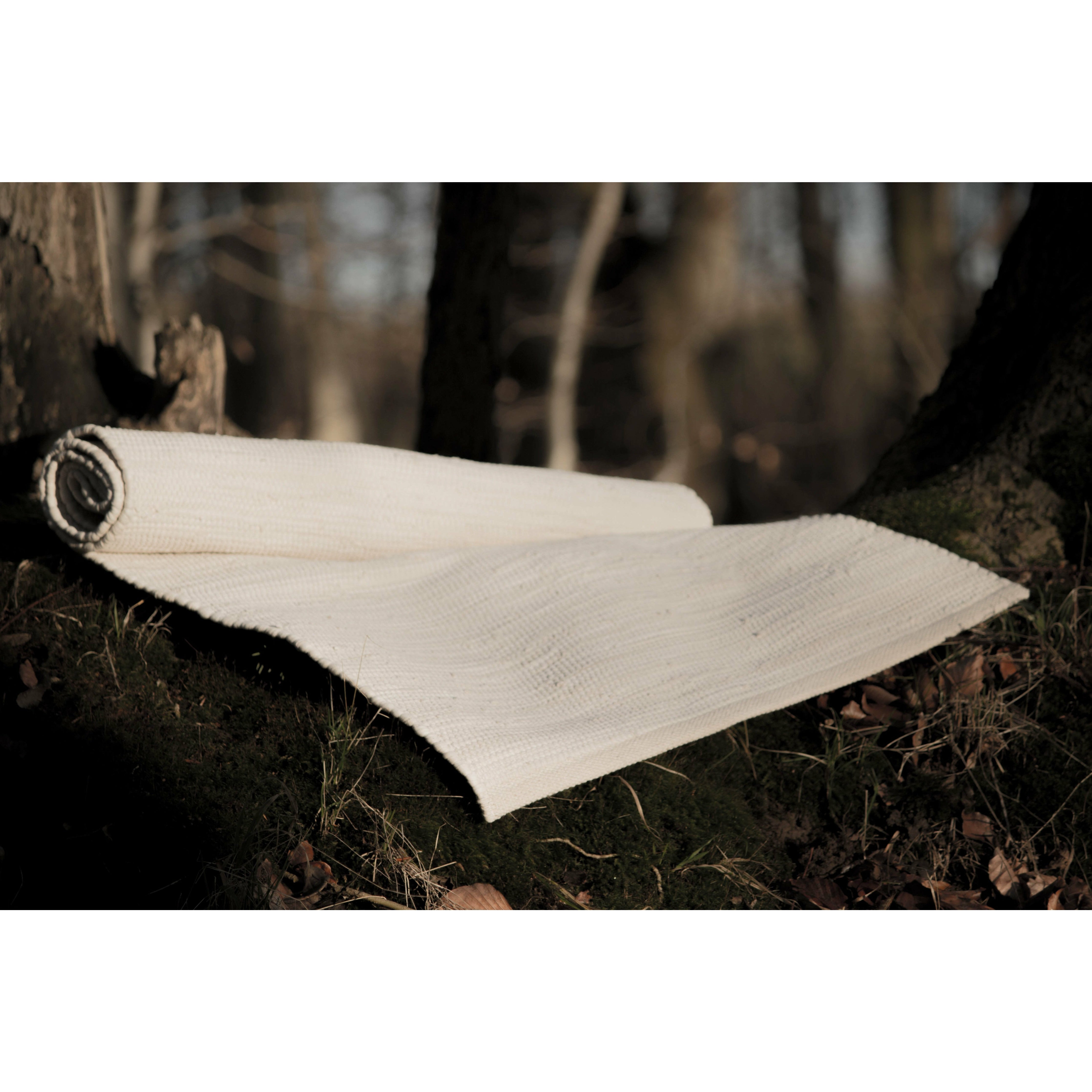 Rug Solid Cotton Tæppe Desert White, 65 x 135 cm