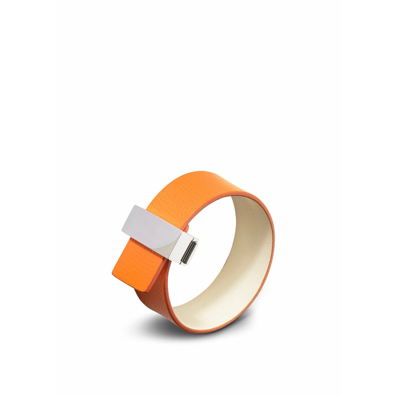 Skultuna Clasp Thin Læder Armbånd Læder/Poleret stål 23 mm L 17 & 18 cm, Orange