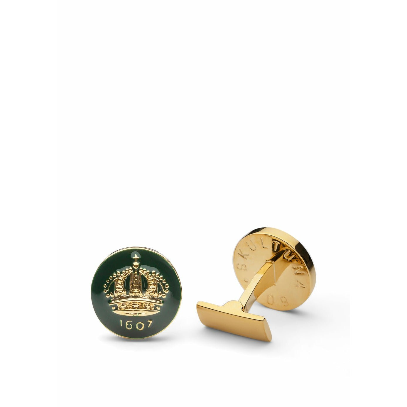 Skultuna Crown Gold Manchetknap Ø1,7 cm, Racing Green