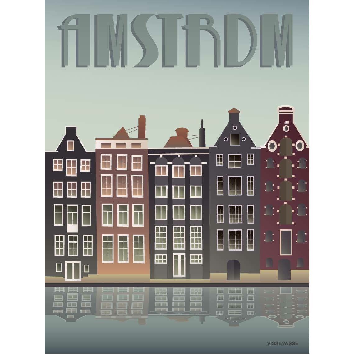 Vissevasse Amsterdam Canal Houses Plakat, 50X70 Cm